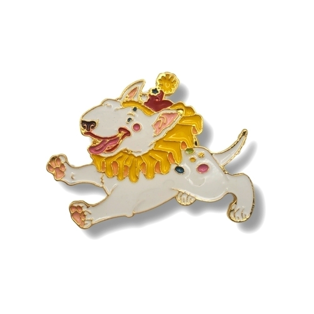 Edgar the Clown Bull Terrier Dog Circus Pin Brooch